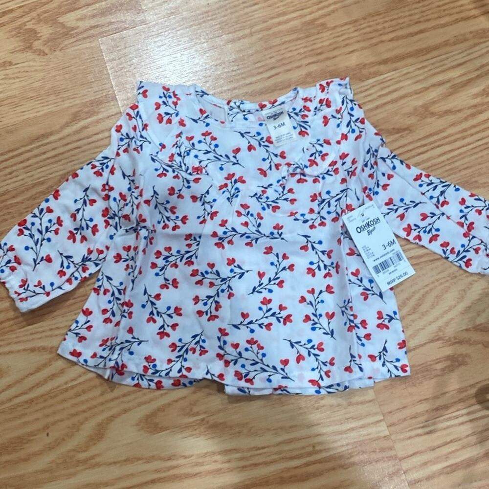 Oshkosh Bgosh heart floral ruffle button back - Picture 2 of 7